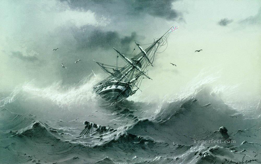 Paisaje marino del naufragio de Ivan Aivazovsky Pintura al óleo